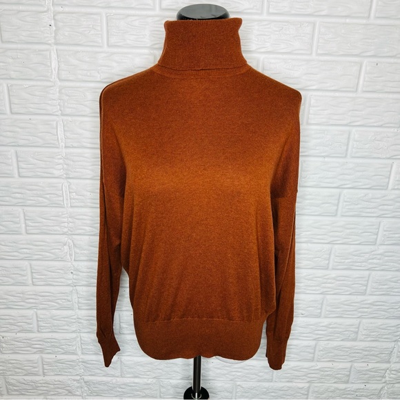 MADEWELL Brookhaven Turtleneck Wool Blend Sweater Rust Brown - Picture 4 of 10